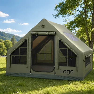 Summer Straight Bracing Inflatable Cotton Tent Waterproof Sun-Protective Foldable for Outdoor Camping