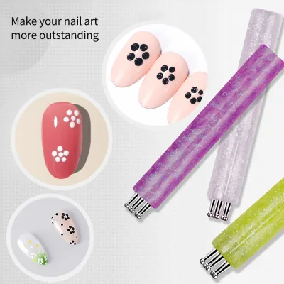 Nail Art Dotting Pen with Plastic Handle Acrylic Flower 5 in 1 Decorations-Essential Accessories for Nail Art Enthusiasts