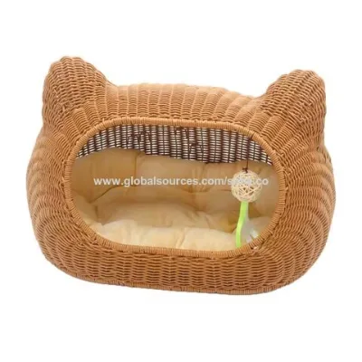 Pet House Cat Shaped Bed Natural Eco Friendly Cat Dog Bed Cats Cave Sleeping Beds Pets Accessories