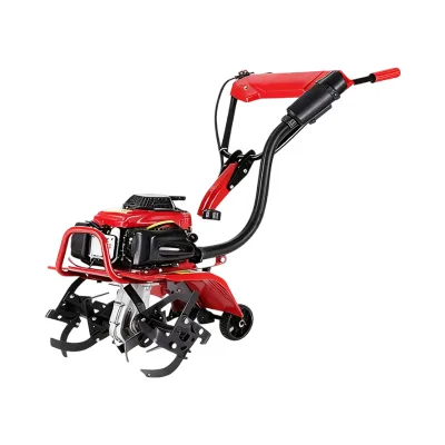 Highly Efficient 2-stroke Gasoline Garden Tiller with easy-turn handles balanced design for smooth operation in home gardens