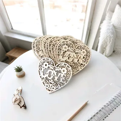 Heart-Shaped Hollow Wood Slice with Polished Laser Cut Hemp Rope for Box Decorations and Wall Signs Handcrafted Wooden Crafts