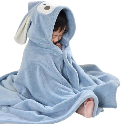 Children's Cape Coral Velvet Bathrobe Super Soft Cartoon Bath Towel Hooded Towel for for Kids