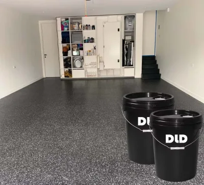 DLD Double Component Epoxy Resin Floor Coating Kit with Flakes for Indoor/Outdoor Construction Use