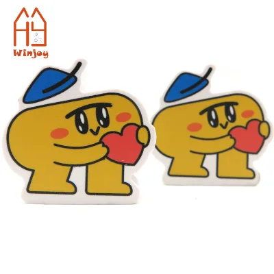 Kawaii Cartoon Character Irregular Shaped Eraser, Full Color Printed Cute Heart Design Soft Rubber Eraser