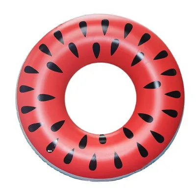 B01 New Adult PVC Inflatable Watermelon Swimming Ring 120cm Double-Sided Printed Floating Ring Portable-Dropshipping Available