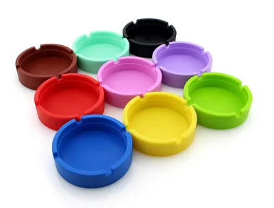 OEM ODM Custom Durable Silicone Rubber Ashtray With Printing LOGO Heat Resistance Unbreakable Round Silicone Ashtray