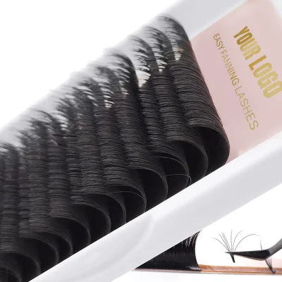 Customized Eyelash Extensions 0.07mm Thickness Korean PBT Easy Fan Self Blooming Eyelashes Easy Fanning Eyelash Extensions