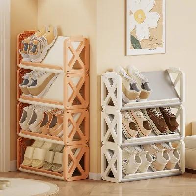 Multi-layer Plastic Shoe Rack Modern Design for Boots High-top Sports Shoes. Space-saving Large Capacity Easy Home Furniture