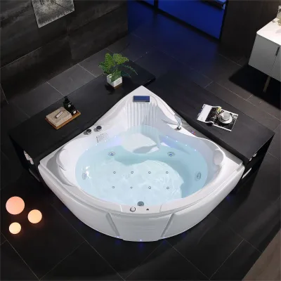 Large White Spa Massage Bubble LED Lights for Soaking House Bathtub Electric Ofuro Design for Indoor Apptments & Bathrooms