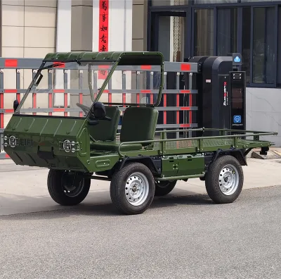 2 SEAT Electric Cargo Box Steel Truck 3000W Dual Motor 2WD 90km Range Farm & Construction Utility with Anwing