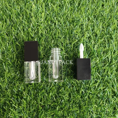 Cute Mini Black 1.4ml Lip Glaze Container Empty Square Clear Lip Oil Bottle Lip Glaze Container Packaging