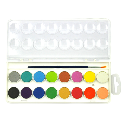 Durable Dry Gouache Watercolor Paint 10 Pack with Wood Brushes Washable Portable and Solid Watercolor Paint
