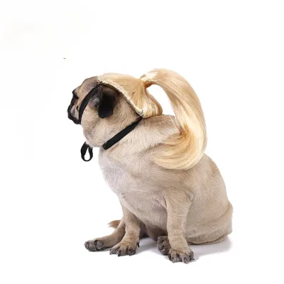 Joysing Cute Polyester Dog Wig Accessory Universal Pet Supply for Cat Winter Summer Solid Pattern Funny Christmas Pet Outfit