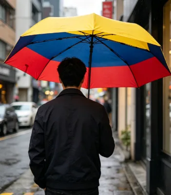21/23 Inch Custom Flag Print Automatic Folding Colombia Umbrella - Personalized Country Logo Rain Gear for Soccer Fans & Events