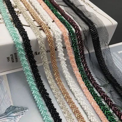 Handmade Silver/AB Color Sew-On Mesh Lace Beaded Trim Sexy Elegant DIY Garment Accessories