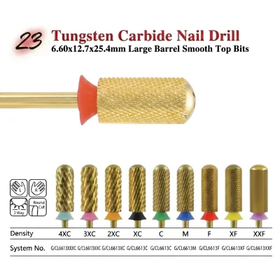 Wholesale 6.6mm Large Barrel Smooth Top Bits Nail Grinding Head Tungsten Carbide Nail Drill Bits for Manicure Gel Polish Remove