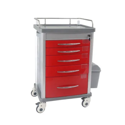 Medical Hospital Furniture ABS Emergency Medical Trolley for Hospital Medicine Trolley Cart