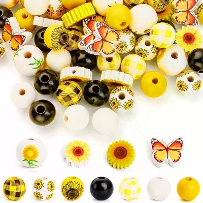 Factory Direct New Fashion Custom Blue & Red Mixed Color Oval Wooden Beads for Jewelry Making-Wholesale