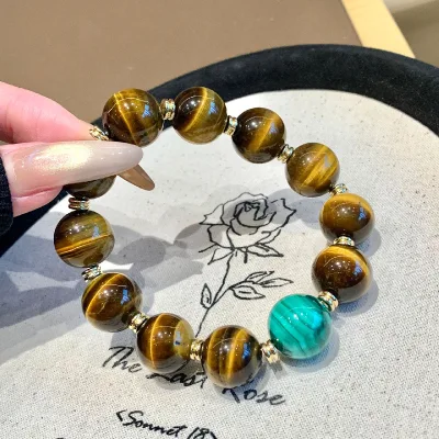 New natural tiger eye stone round bead bracelet, fortune bead bracelet, versatile and fashionable, a gift for a girlfriend