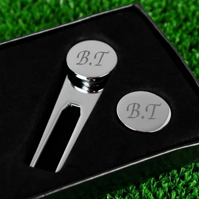 Wholesale Direct Source Custom Logo Iron Golf Divot Tool Set Magnetic Ball Marker Durable Waterproof No MOQ Fiber Laser