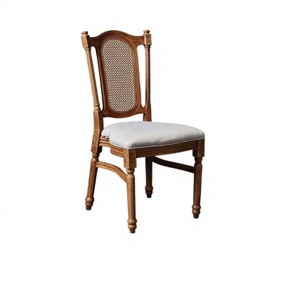 Plastic Retro Dining Chair Home Use Louis-style Backrest Stool Wicker-woven American-style Minimalist Country Stacking Chair
