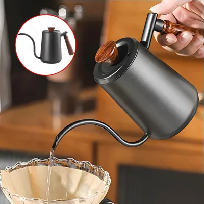 New Design Stainless Steel Wooden Handle Multi-Purpose Pour Coffee Pot Espresso Dontalen Coffee Maker Tea Pot Hanging Ear