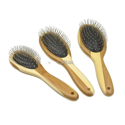 New Design 20mm Bamboo Handle Professional Grooming Tools, Medium Natural Oak Pin Pet Brush