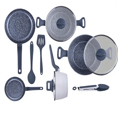Cooker king Hot Selling New Fashionable Ceramic Coated Aluminum Cookware Set Popular in South America, Non Stick Metal Pot Set
