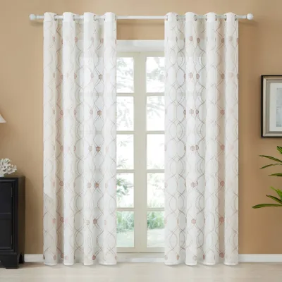 Factroty Provide Lace Fabric Embroidery Sheer Fabric Outdoor Curtains