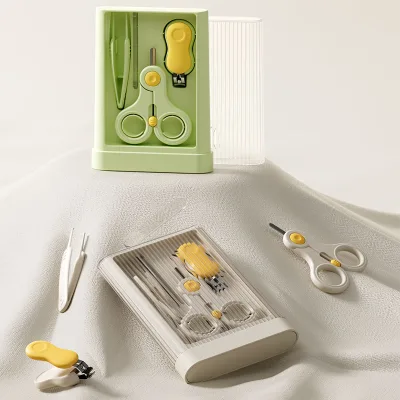 Hot Selling Fashion 4 Pcs Square Shape Baby Grooming Nail Manicure Set for Healthy Life Baby Nail Scissor Daily Care Kit