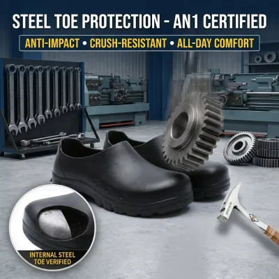 SRC Puncture Resistant Workshop Safety Clogs Non-Slip Soled Heavy-Duty Industrial Maintenance Protective Breathable Lightweight