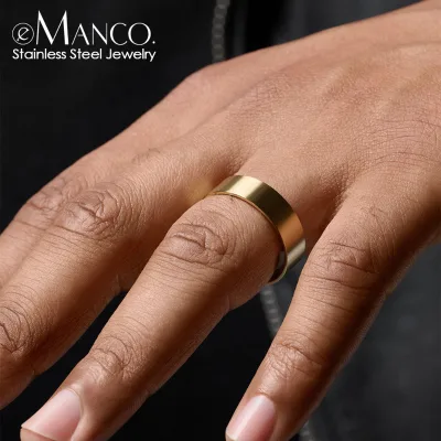 EManco Classic Style Waterproof Open Rings 18k Gold Stainless Steel Open Finger Ring Cheap Metal Rings for Men