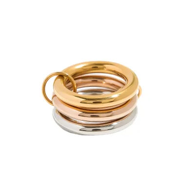 A Fashionable, Niche, and Distinctive Three-color Ring with Gold Plating and Layering