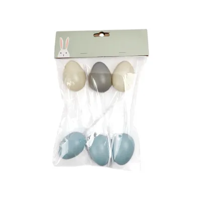 6pcs Colorful Easter Eggs Painted with Sticks Cute Kids Gifts for Easter Party Decor