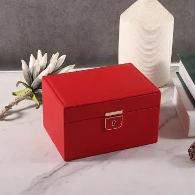 Luxury Double Layer Luxury Custom PU Leather Jewelry Organizer Box Portable Ring Earrings Necklace Jewelry Travel Storage Box