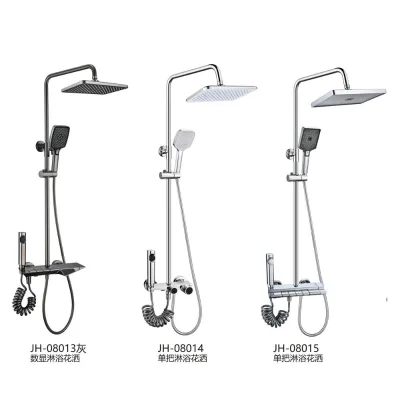Manufacturer's Rainshower Bathroom Shower Set Multifunction Brass with Oil Rubbed Chrome Finish Ceramic Gun Black Exposed Hotels