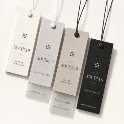 Custom Garment Brand Logo Full Color Printing Coated Paper Hole Punch String Luxury Clothing Hang Tag With Wax Rope for Clothes