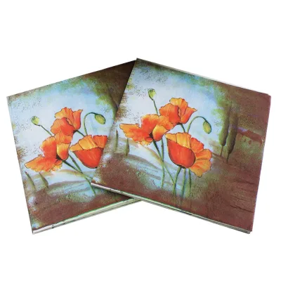 33*33cm 2-Ply Colourful Wood Pulp Napkins Floral Style Party Decoration Paper Tissues
