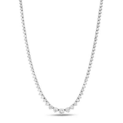 Fine Jewelry Necklaces White Gold Graduated Diamond Tennis Necklace Silver 925 Wedding Necklace