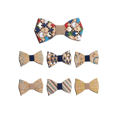 Color Hand-painted Wood Bow Tie European and American Bow Tie Men's Bow Tie
