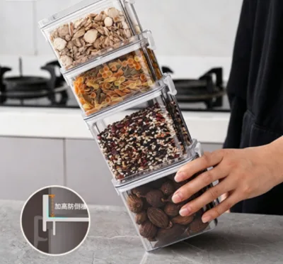 Airtight Stackable Storage Containers with Lids, Clear Plastic Bins for Cereal Pasta Flour Sugar - Kitchen Organization