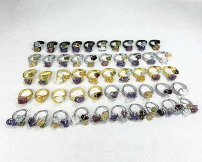 Spiritual Energy Stone Fashion Ring Women 18K Gold Resizable Amethyst Ring for Engagement Anniversary Thanksgiving Parties Gifts