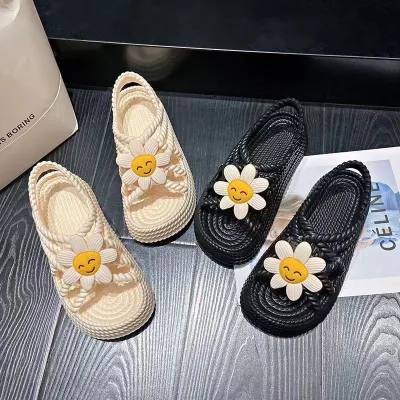 Women's High Quality Summer Floral Roman Sandals New Designer Cute Fairy Style Sponge Cake Thick-Soled Versatile Beach Shoes