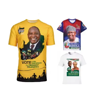 Wholesale Men's Gym T-Shirts 100% Polyester Sublimation Custom Logo Election Marathon Shirt Plus Size Option Short Compressed