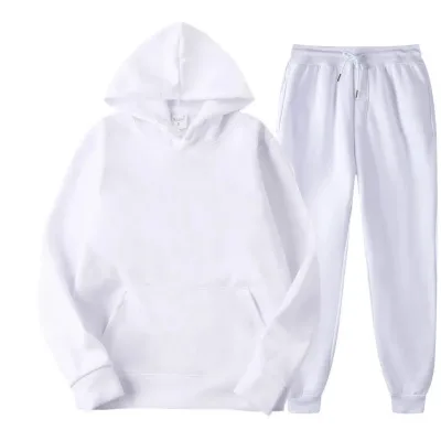 Custom logo Good Quality Anti-wrinkle Fleece Orange Hoodies Suit Sweatsuit Sets Unisex Hoodie Set for Men