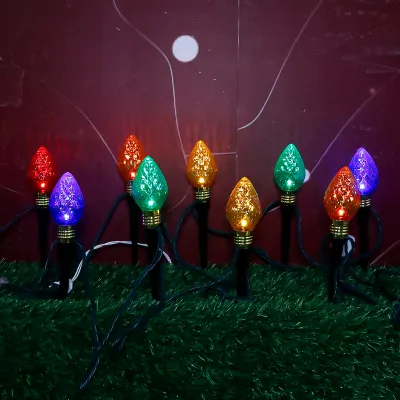 C9 Small Waterproof Ground Stake Christmas Lights IP44 Rated for Certified LED Easy Installation for Holiday Illumination