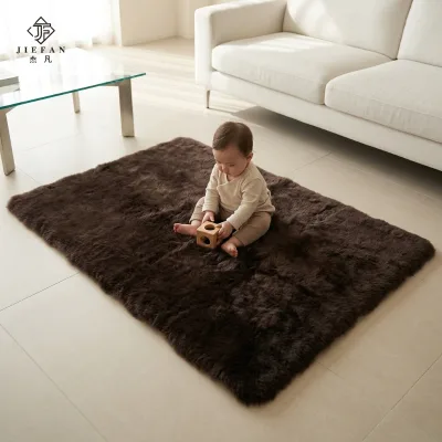 Custom Non-Slip Soft High Quality Real Sheepskin Area Rug Auto Upholstery & Baby & Hotel Friendly Fur Carpet for Living Room
