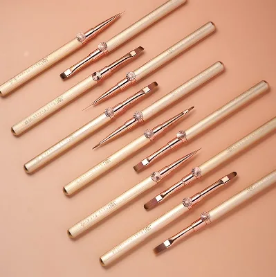 Cross-border Nail Art Brush Set Complete Kit Nylon Bristles Metal Handle Gradient Blending All-Purpose Brushes-Wholesale