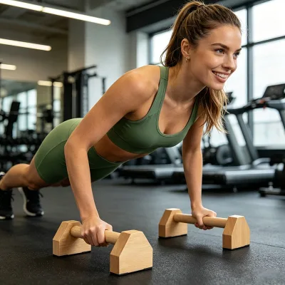 Wooden Push up Stand Solid Wood Parallettes Bars for Calisthenics Strength Training Home Gym Fitness Equipment Non Slip Base