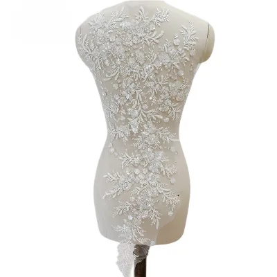 3D Flower Bead Rhinestone Veil Corset Applique Embroidery Lace Accessory Handmade DIY Wedding Dress Shoes Assembly